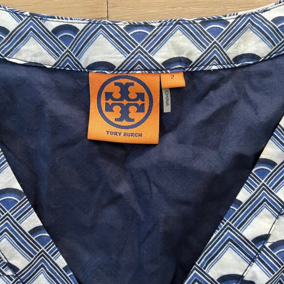 Tory Burch Nico Day Dress in Quartz Deco Diamonds Pattern sz 2 - Picture 4 of 6